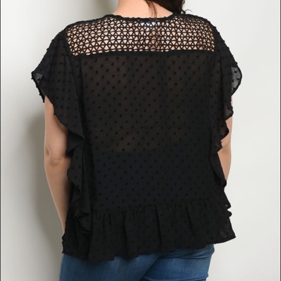 Last!! Semi sheer ruffle top blouse plus shirt 1X - Picture 2 of 3
